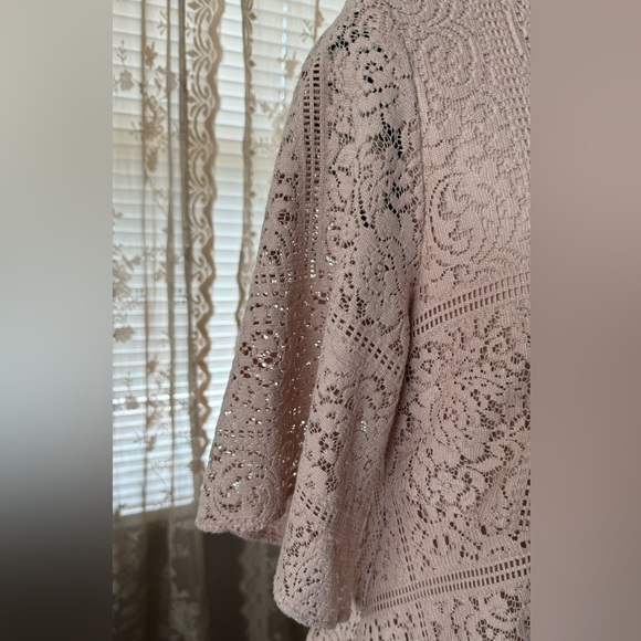 ZARA BASIC lace Mini Dress Nude Size L - Picture 4 of 5